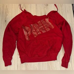 PINK Victoria's Secret Red gold crewneck crew Sweatshirt sweater